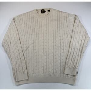 Trump Golf Cable Knit Sweater XL Cream Mercerized Cotton Pullover